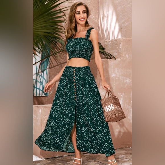 SHEIN Dresses & Skirts - SHEIN Ruffle Crop and Skirt Set